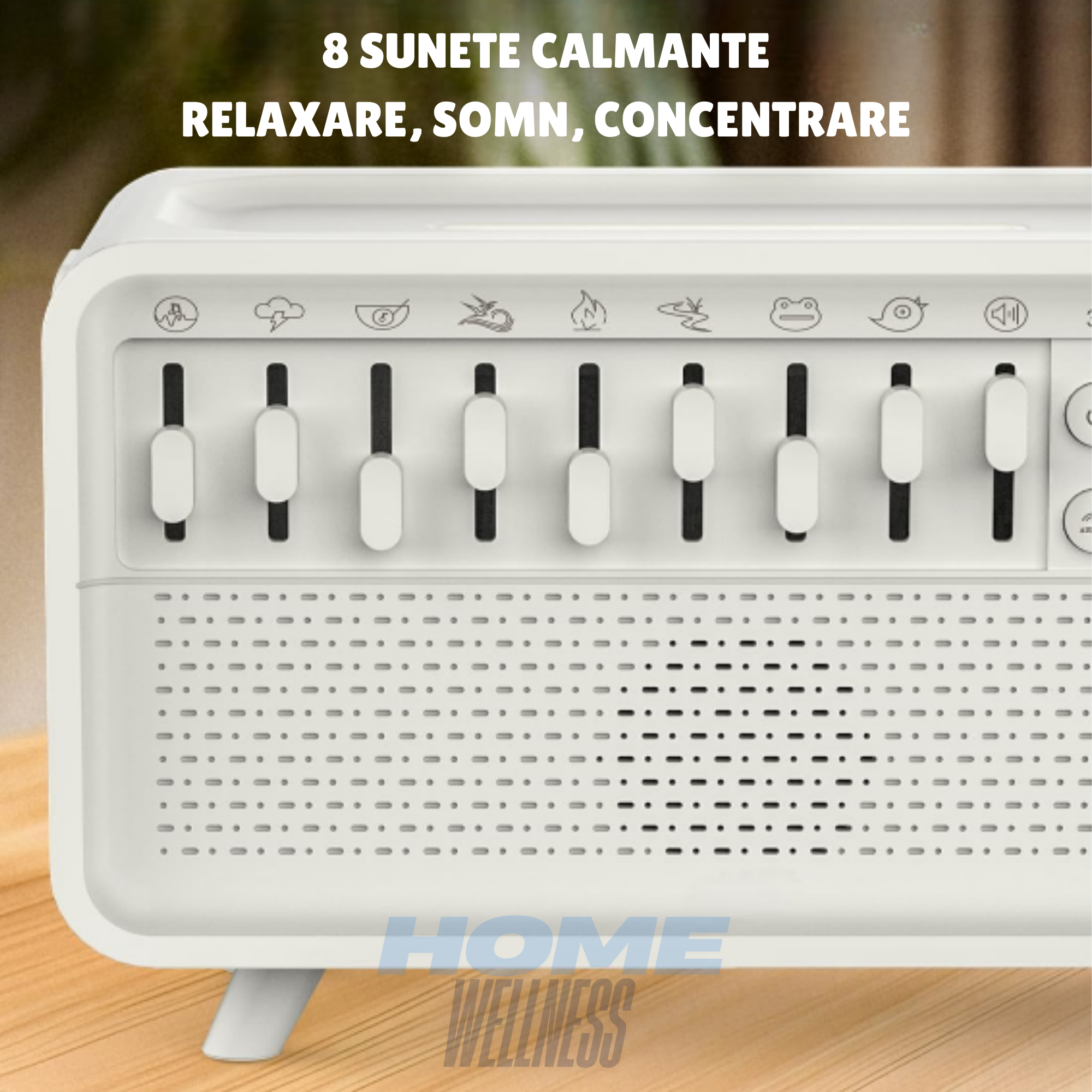 Umidificator cu Aromaterapie, 8 Tipuri de Sunete pentru Somn Profund si Calmare