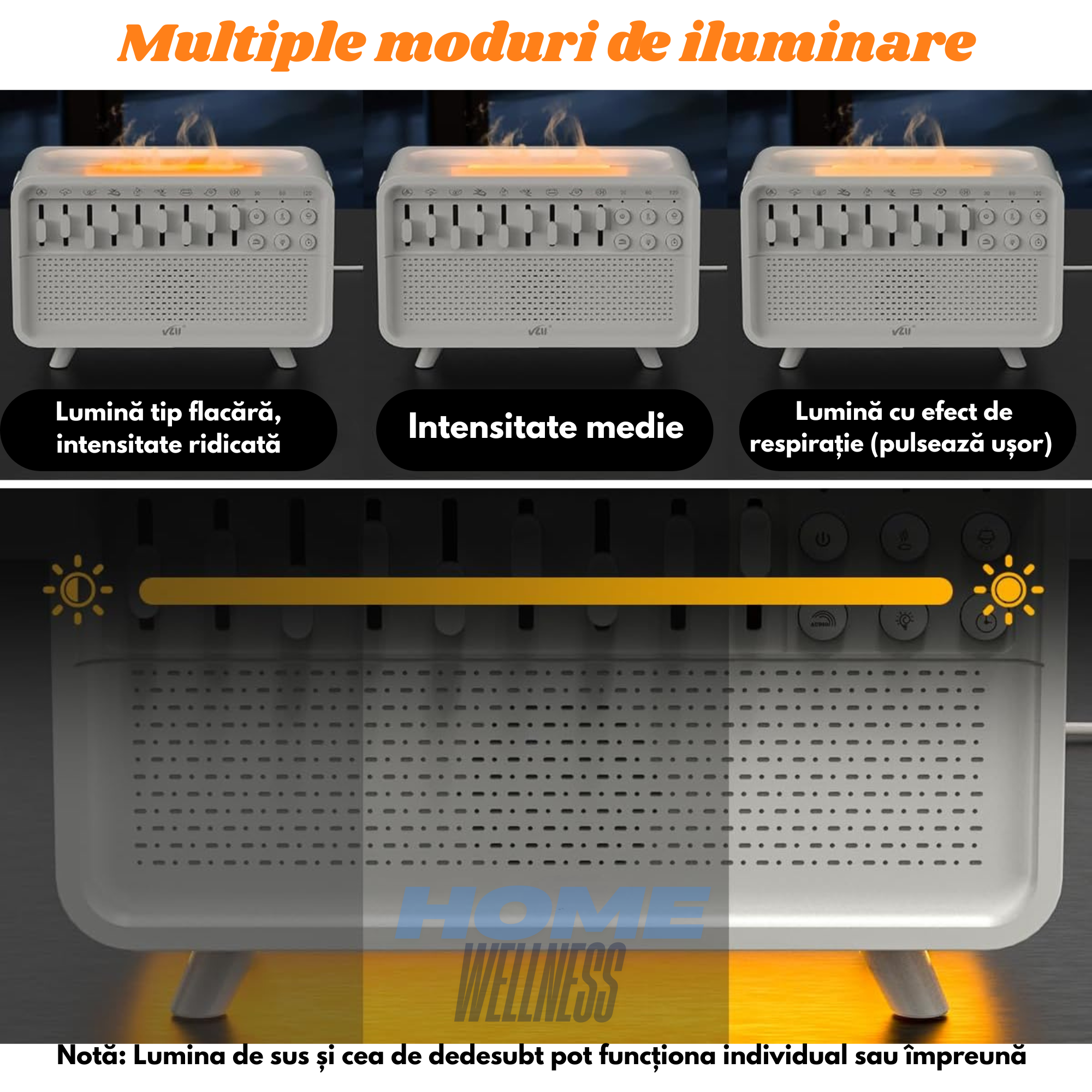Umidificator cu Aromaterapie, 8 Tipuri de Sunete pentru Somn Profund si Calmare