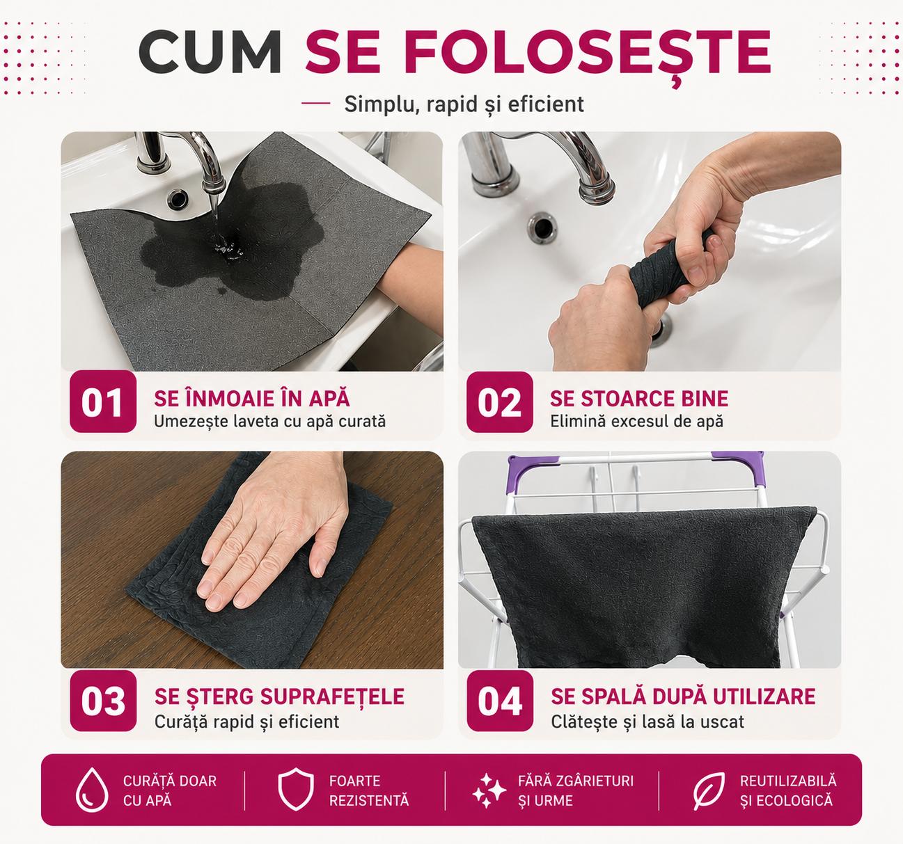 Set 6 Lavete Magice din Microfibră Premium XXL (5 + 1 GRATIS)