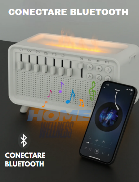 Umidificator cu Aromaterapie, 8 Tipuri de Sunete pentru Somn Profund si Calmare